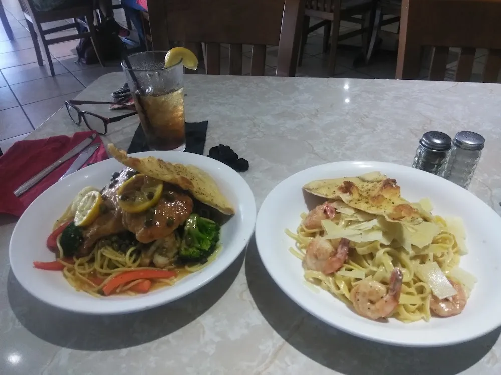 Chicken Piccata and Shrimp Alfredo